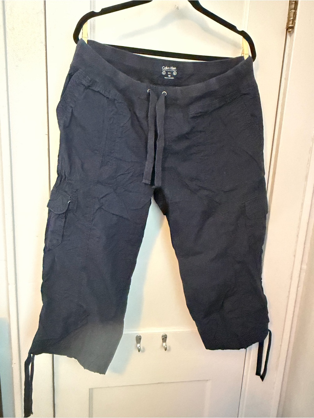Calvin Klein Navy Drawstring Cargo Jogger Pants for Women